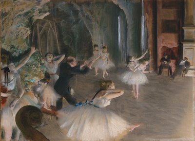Die Probe des Balletts auf der Bühne, ca. 1878-79 von Edgar Degas